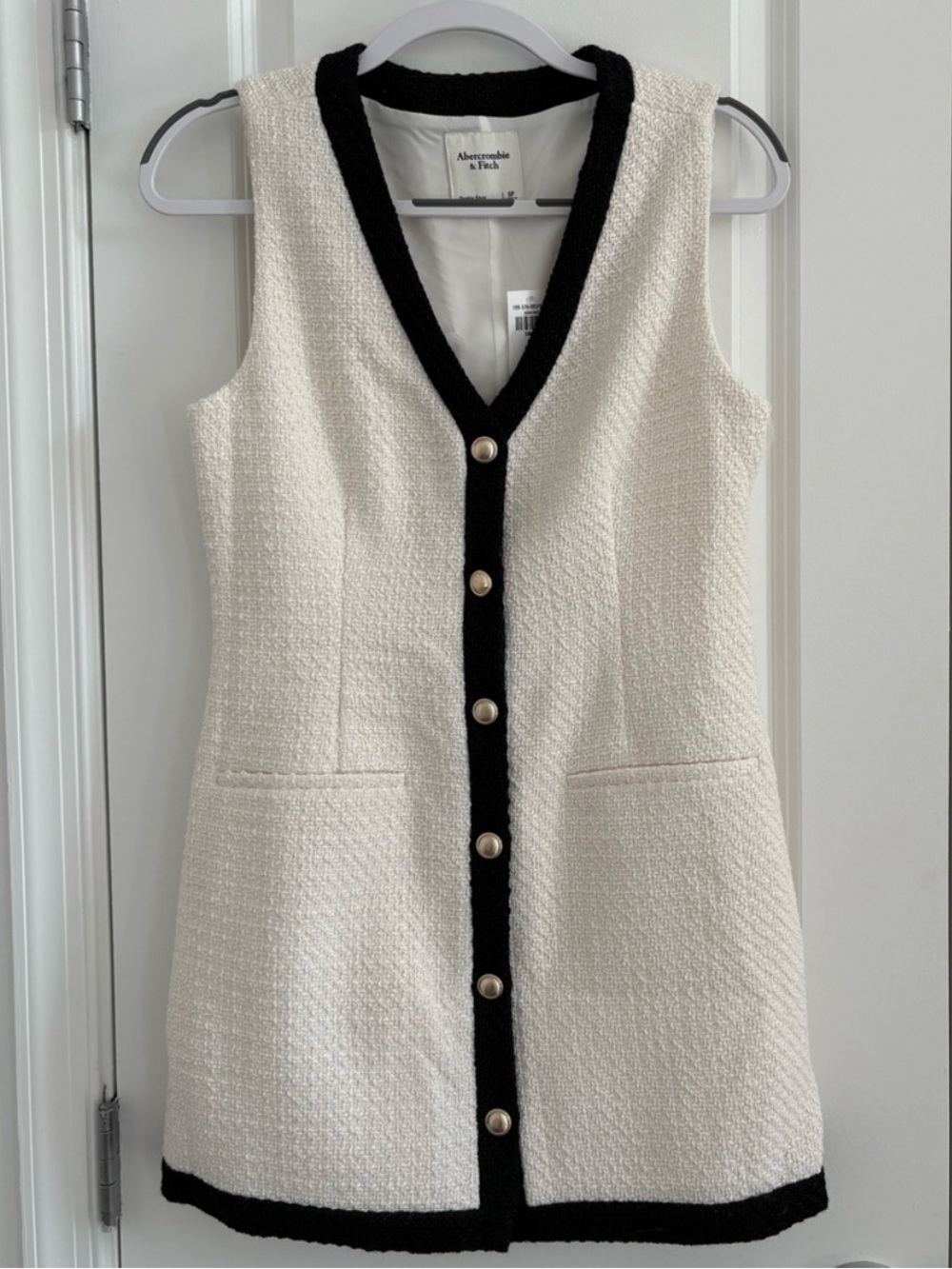 Abercrombie & Fitch Cream
Tweed Mini Dress with Black Trim NWT Sz SP